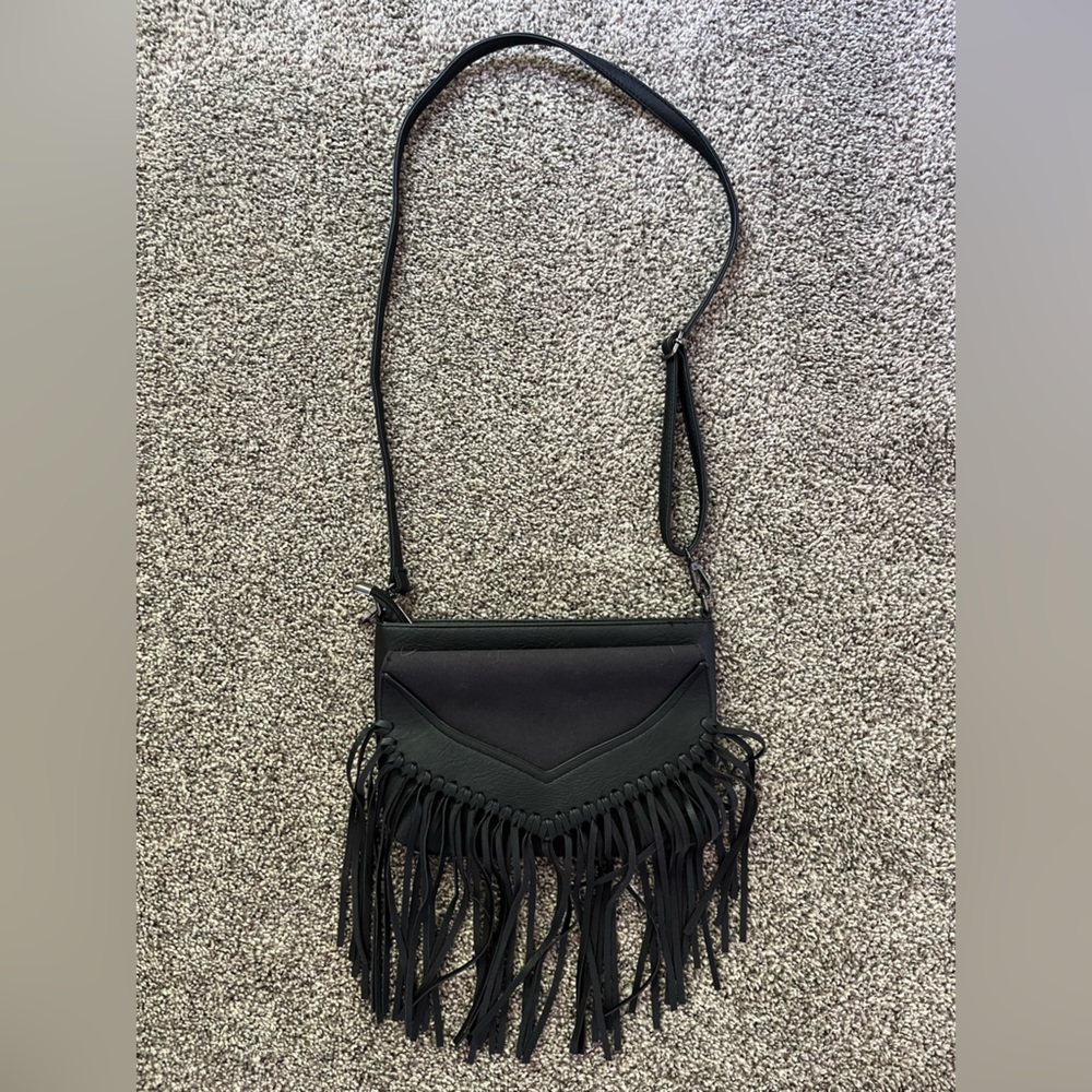 faux leather fringe purse